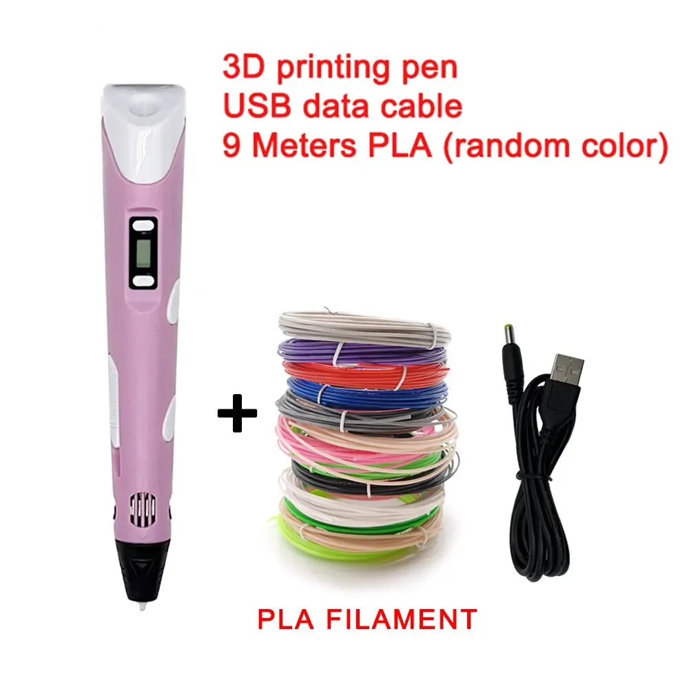USB 3D Printing Pen with 9M PLA for Creative DIY Art
