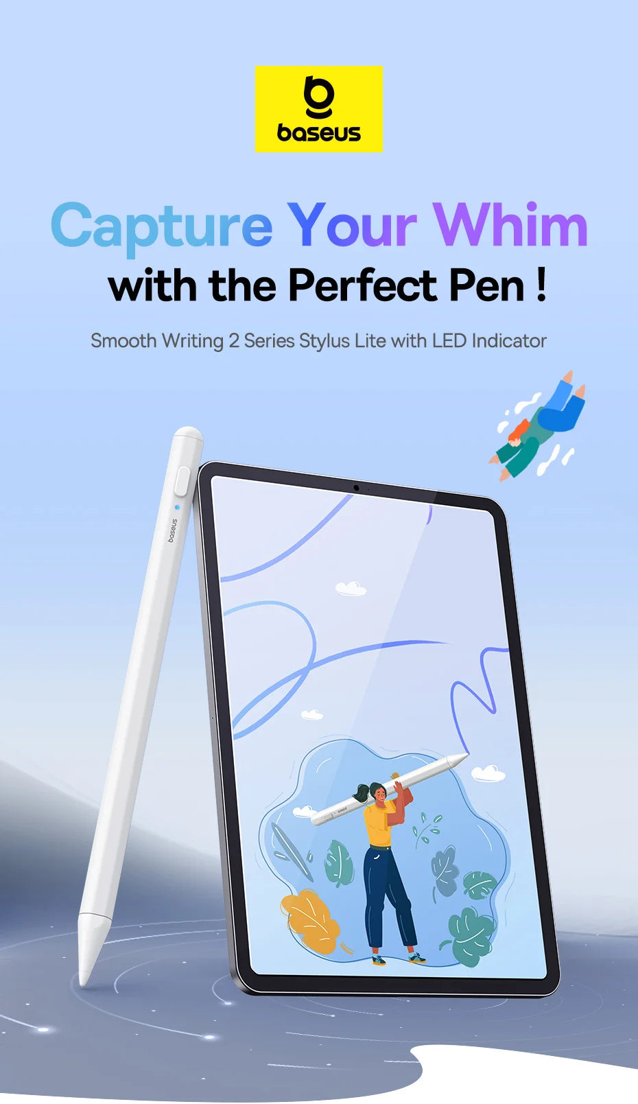 Stylus pero pre iPad s funkciou odmietania dlane, LED a magnetickým dizajnom
