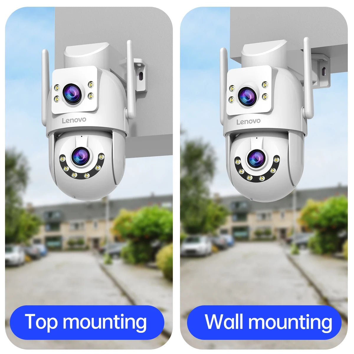 4MP WiFi PTZ Outdoor Security Camera Dual Lens Dual Screen Auto Tracking