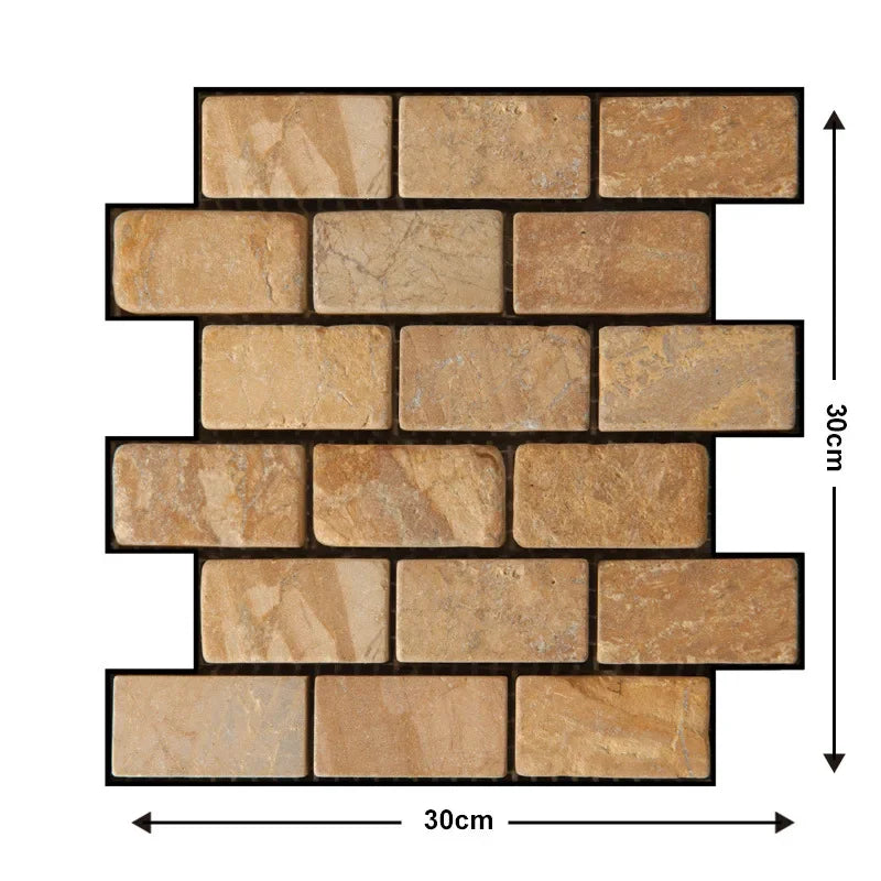 10Pcs 3D Self-Adhesive Wall Stickers 30x30cm Waterproof PVC Wallpapers Removable Wall Art Murals for DIY Home Living Room Decor