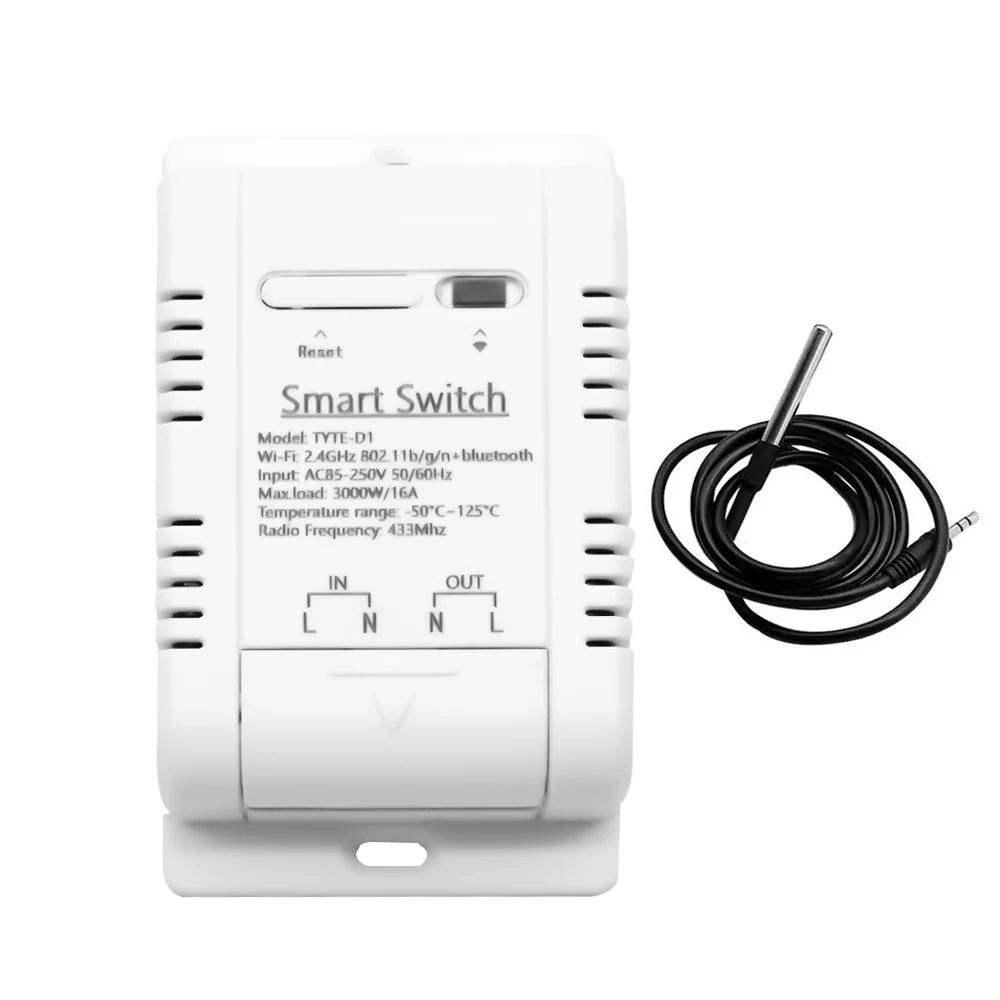 Tuya WiFi Smart Temperature Switch 16A 3000W Energy Consumption Monitoring Thermostat Compatible Alexa Google Home Smart Switch
