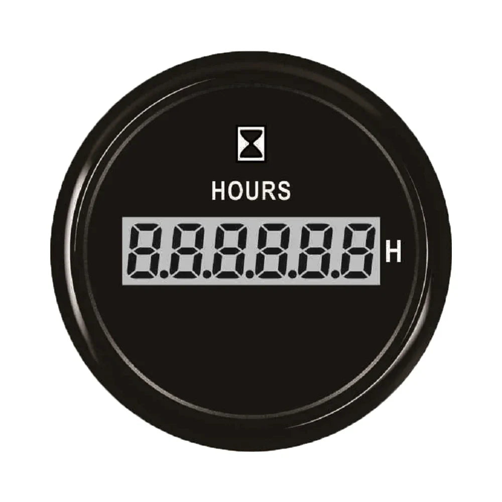 Digital timeteller på 52 mm med rød bakgrunnsbelysning, 9–32 V