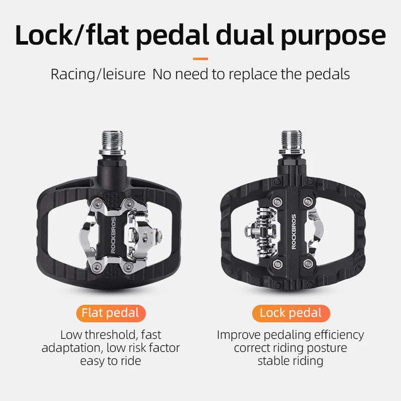 Pedały rowerowe 2 w 1 płaskie i zatrzaskowe z antypoślizgową platformą do Shimano