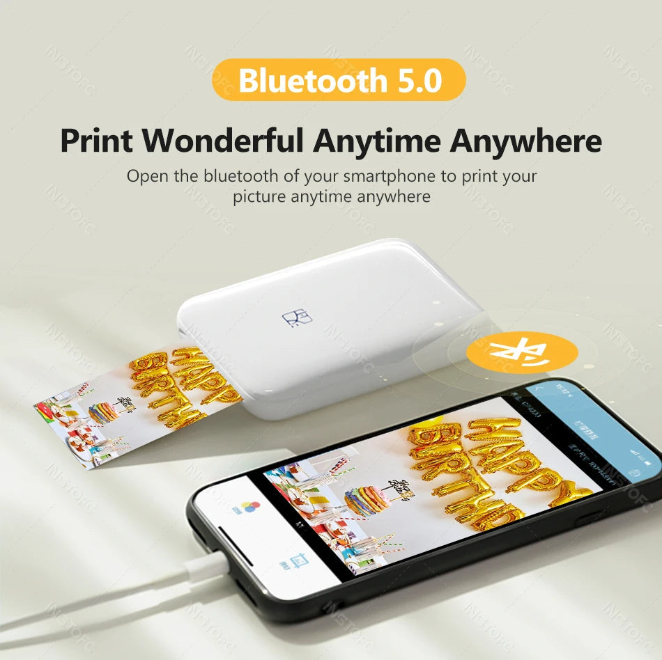 MT53 Color Photo Portable Printer Mobile Phone Mini Handheld Pocket Wifi Bluetooth Printing Machine 2x3 inch Sticky-Backed Paper