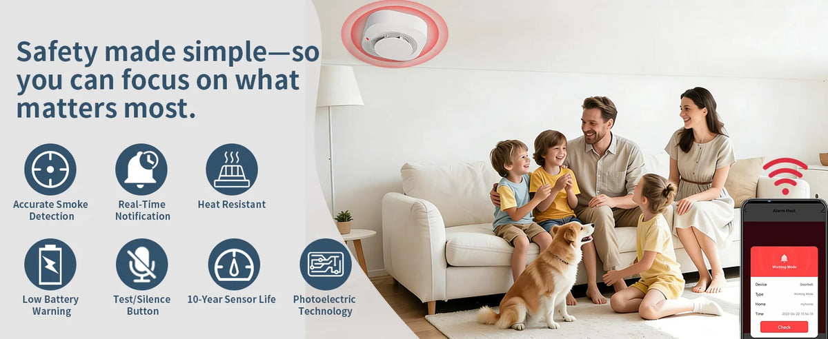 Smart WiFi Smoke Detector with App Alert