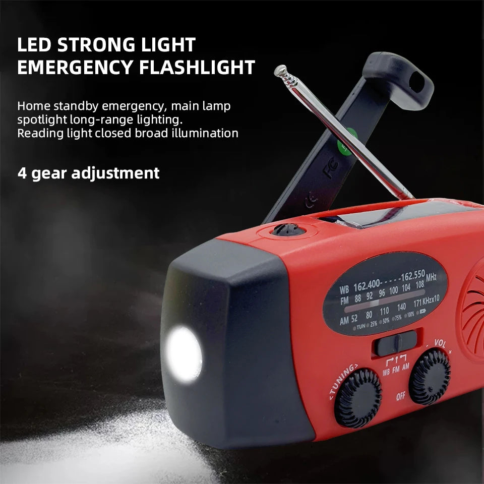 Portable Solar and Hand-Crank Radio with Light
