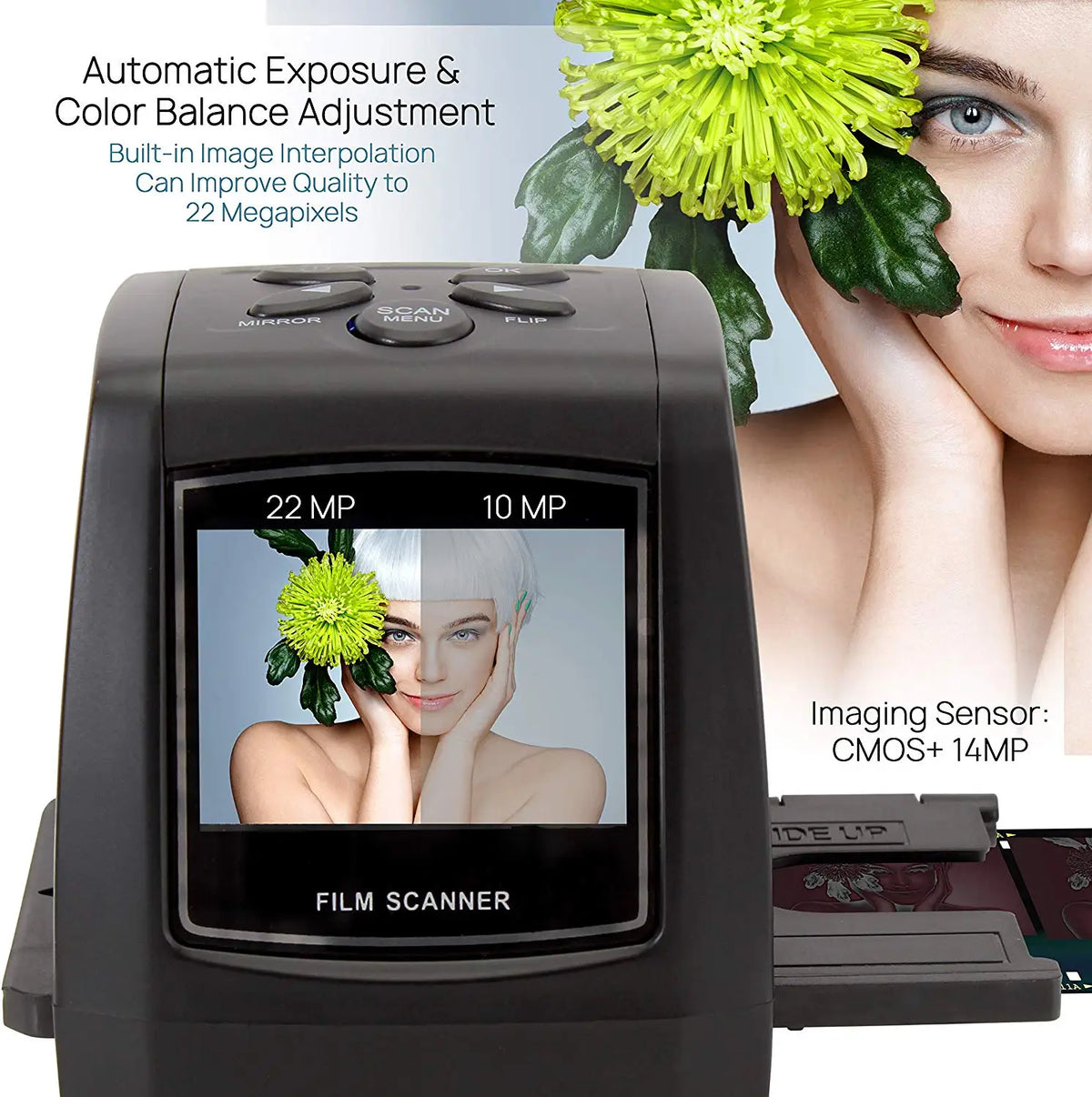 Scanner per film e diapositive da 35 mm con anteprima LCD