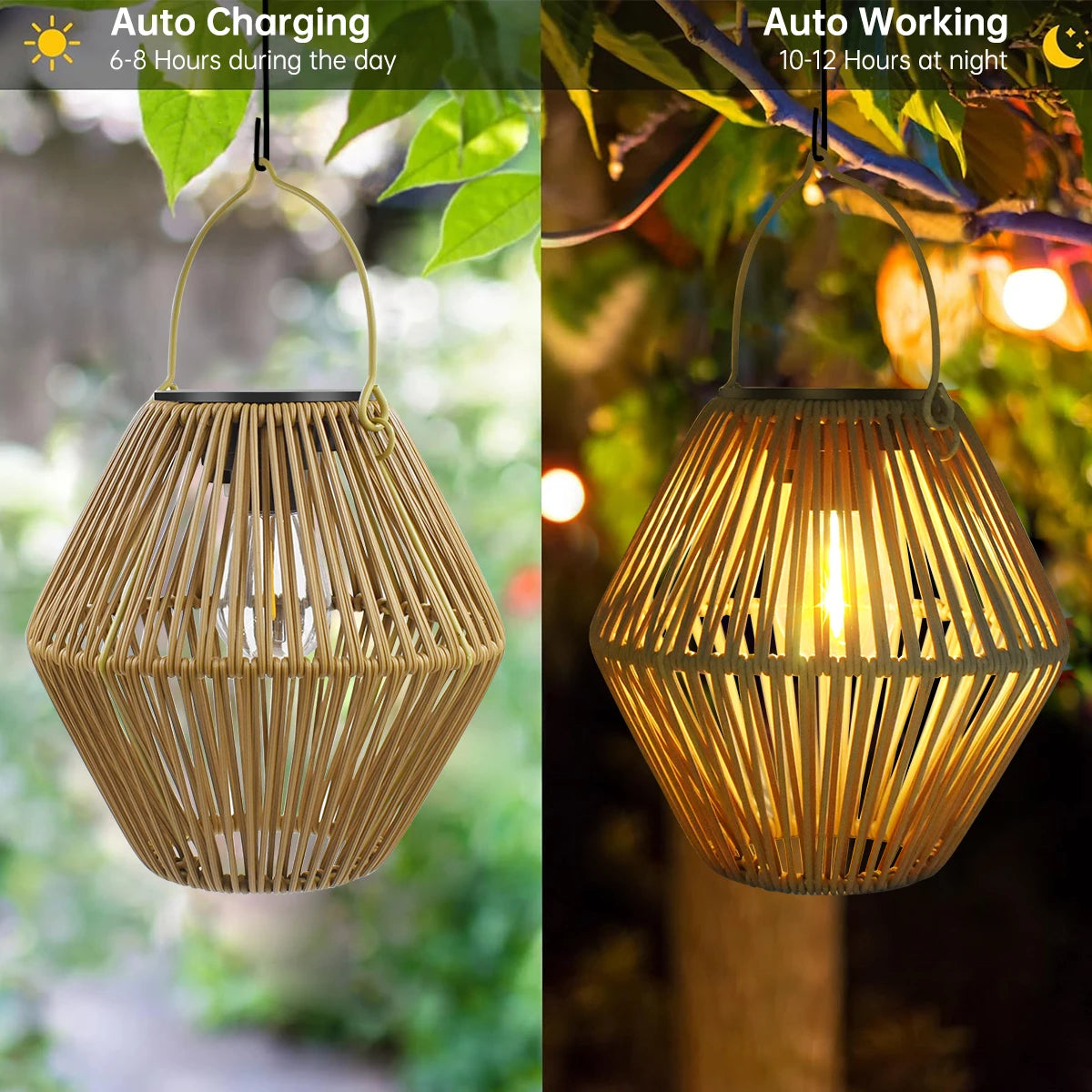 Solar Woven-Style Lantern for Garden Decoration