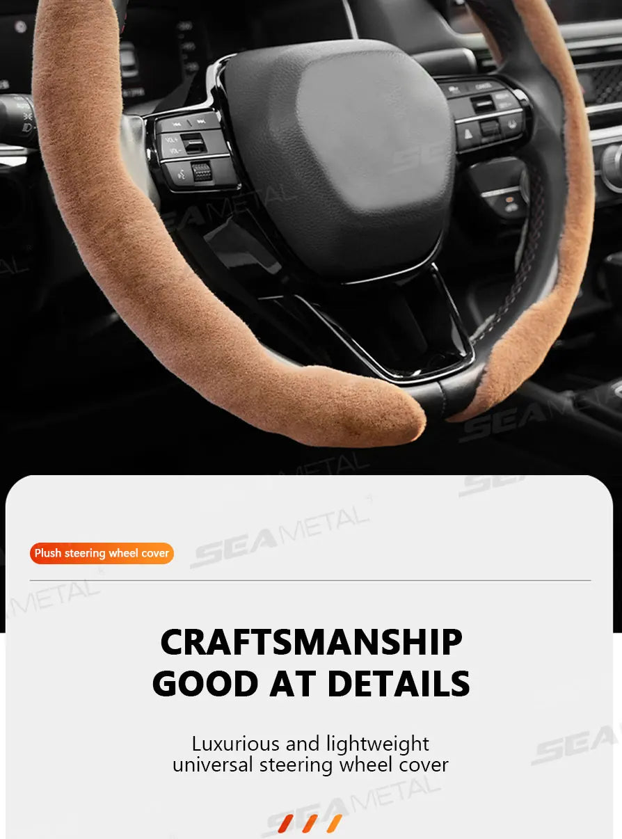 SEAMETAL Winter Steering Wheel Cover Shell Thicken Plush Warm Steering Protector Anti Scratch Car Steer Wheel Cover Non-Slip