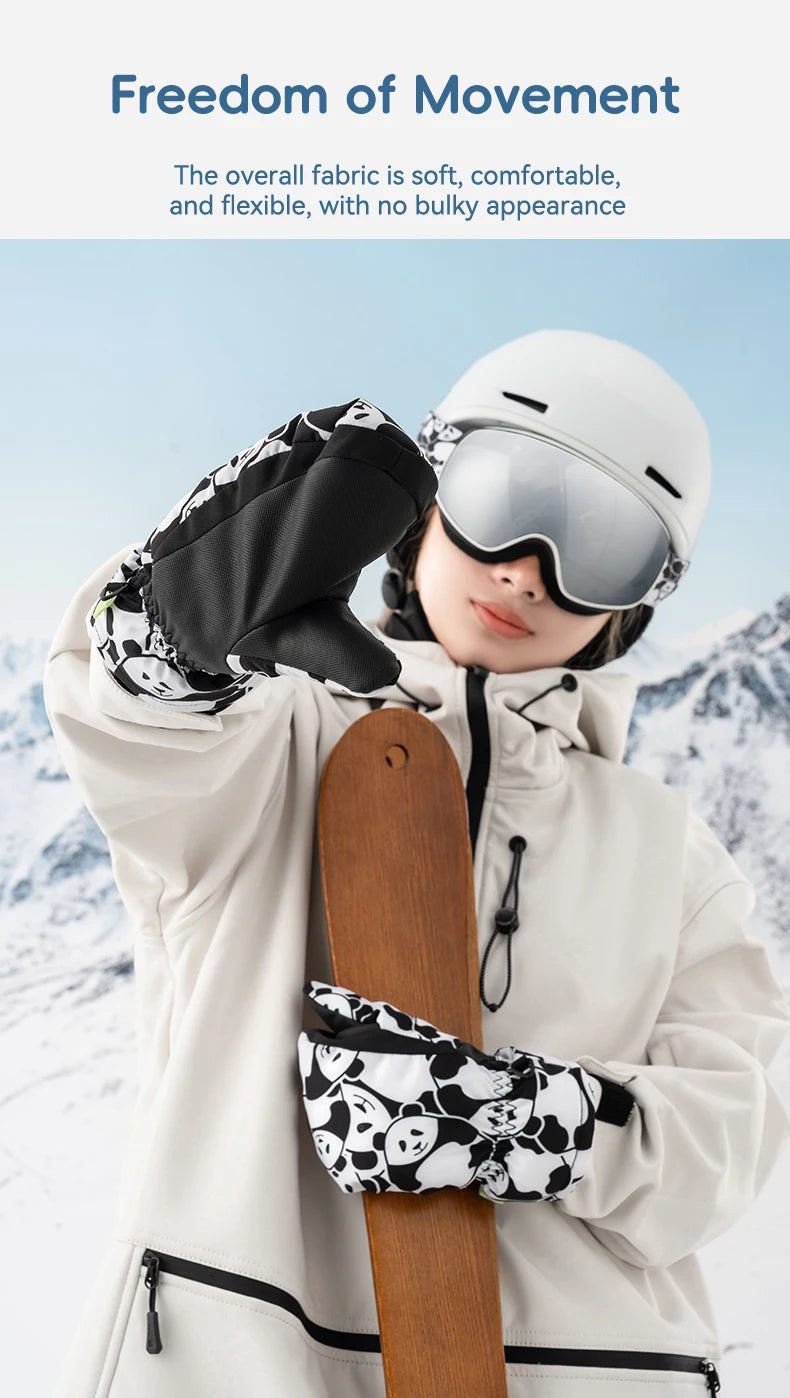 Kids Winter Ski Gloves Waterproof Non-Slip Touchscreen Warm Gloves