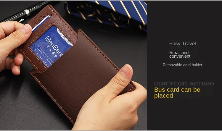 Fashion Casual Men's Short Wallet - Multi-functional Draw Card Holder for Men, Slim Cardholder Bags with Free Shipping