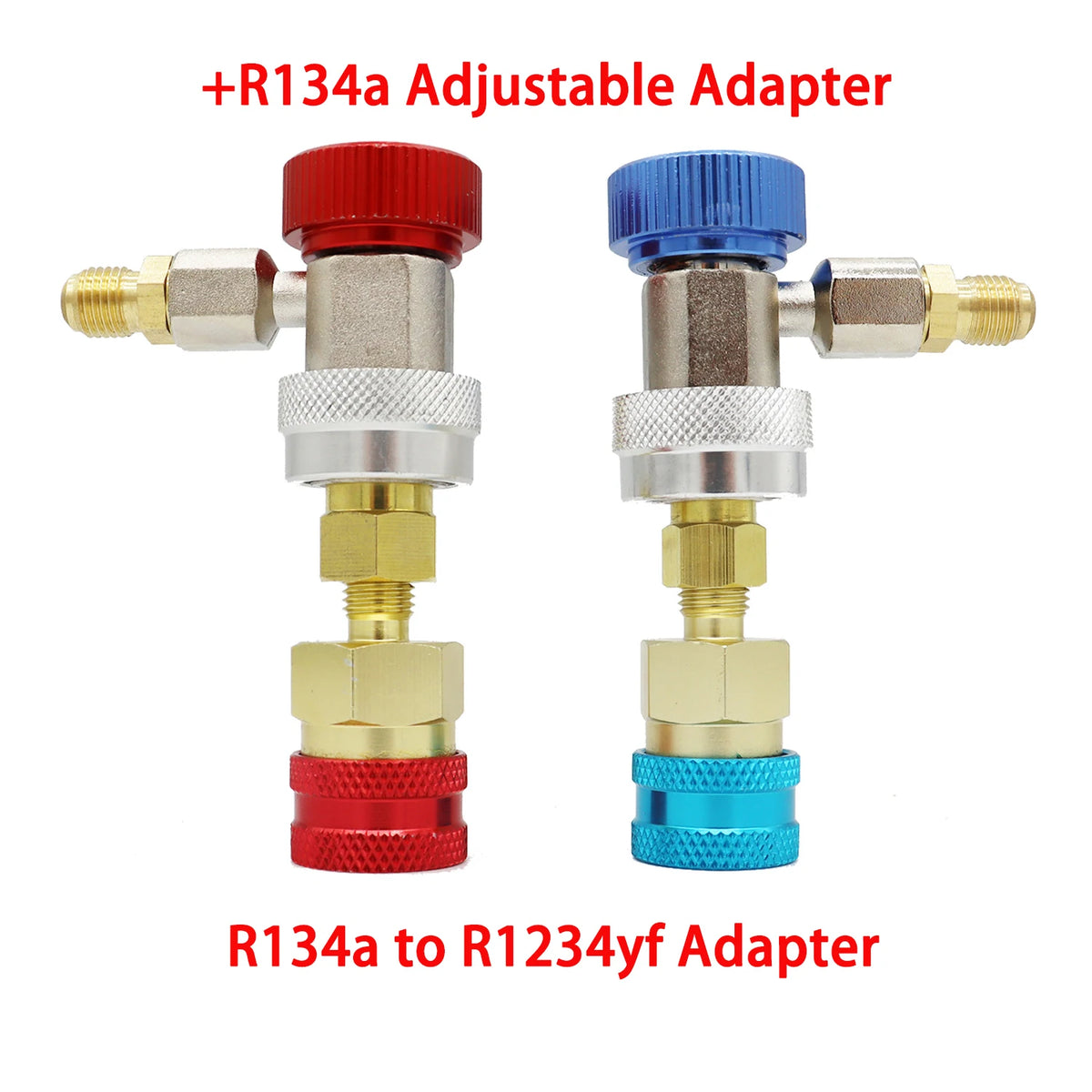 Gyorscsatlakozó-adapter R1234YF-ről R134A-ra, magas és alacsony nyomású oldali csatlakozó autóklíma-szereléshez, autószerszámok