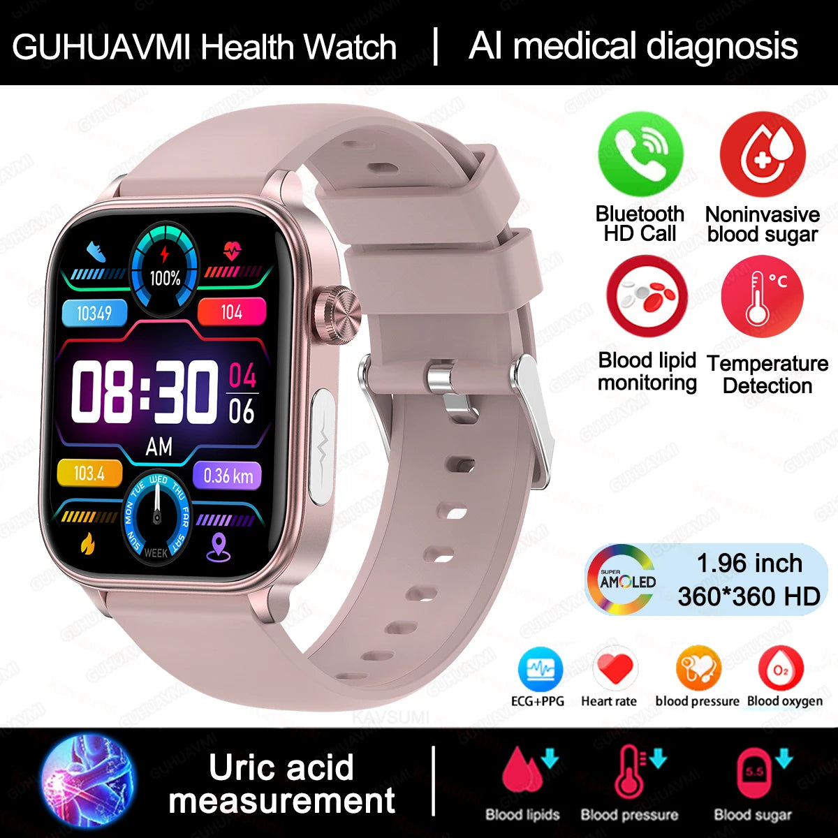 Ceas inteligent cu ecran tactil cu apelare Bluetooth