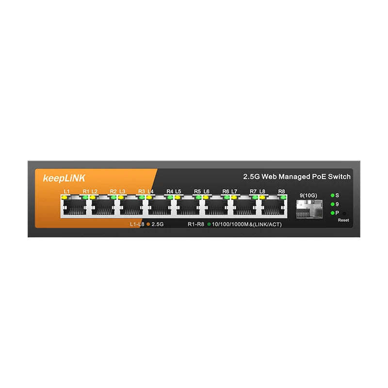 KeepLink 9-Port Multi-Gigabit Managed Switch with 8-2.5Gbps PoE and 1-10Gb SFP+ Uplink