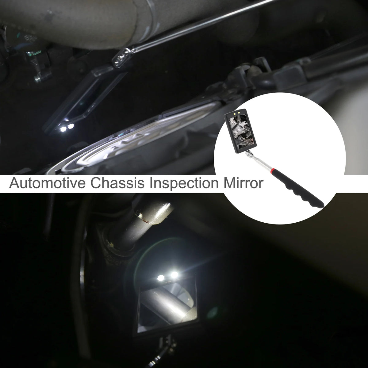 Telescopic LED Inspection Mirror with Swivel Head