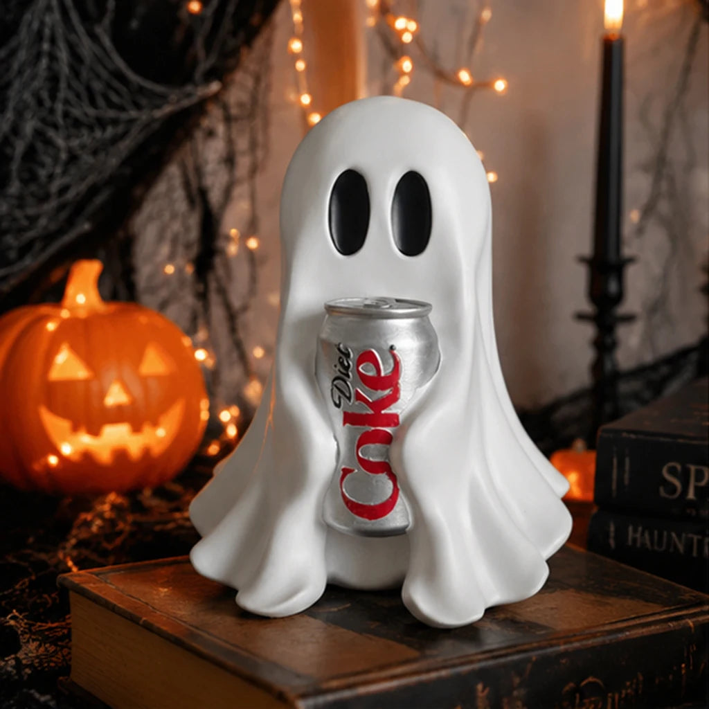 Spook in frisdrankblikje, ornament van hars