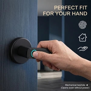 Fechadura Inteligente Tuya Bluetooth com Impressão Digital, Senha, Cartão IC, Chave Mecânica, Desbloqueio Anti-Escondido, Código Falso, Fechadura de Alavanca Inteligente com Trinco Ajustável para Porta Interior de Casa, Quarto ou Apartamento