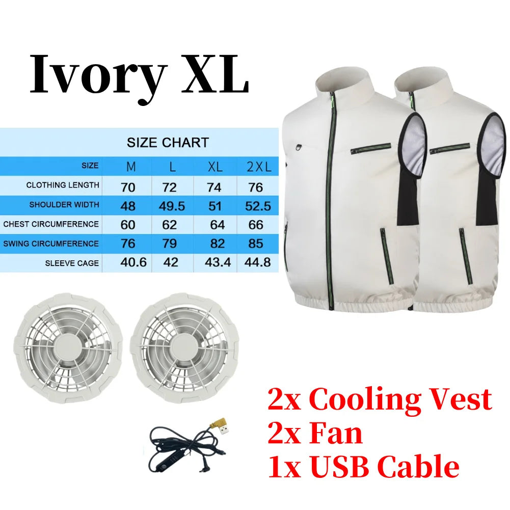 Cooling Vest Ice Fan Vest Heat Resistant for Summer Camping Fishing Hot Weather Work Fishing Vest Hiking Air-conditioned Clothes