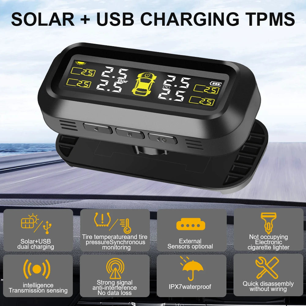 Solar Tyre Pressure Monitor with External Sensors