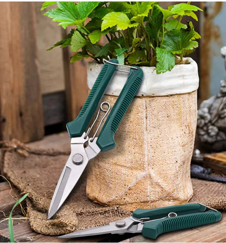 Straight-Blade Garden Pruning Scissors, Red or Green