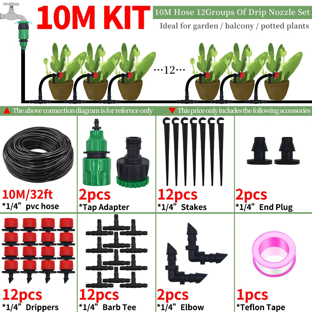 Kit de rega gota a gota para jardim, opções de 10/20/30m