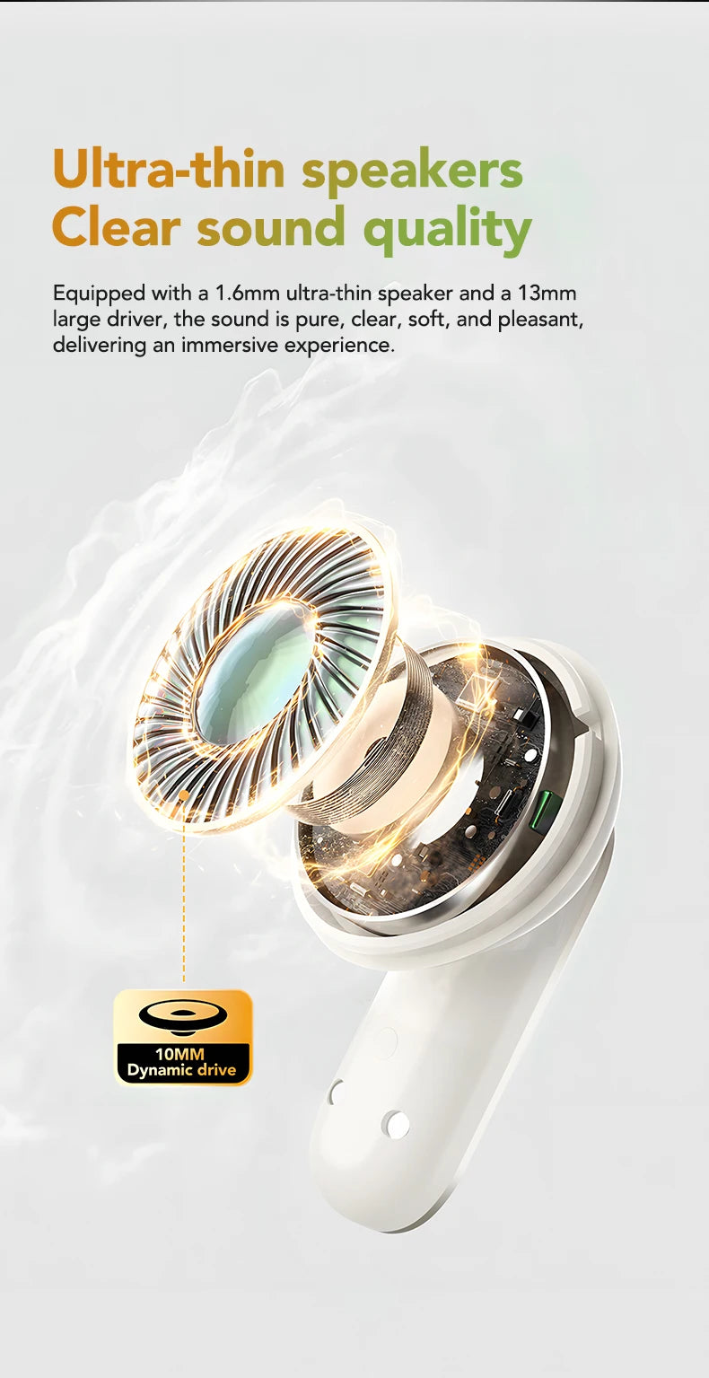 Sliding Cover Bluetooth Wireless Earbuds with ANC and AI Translation