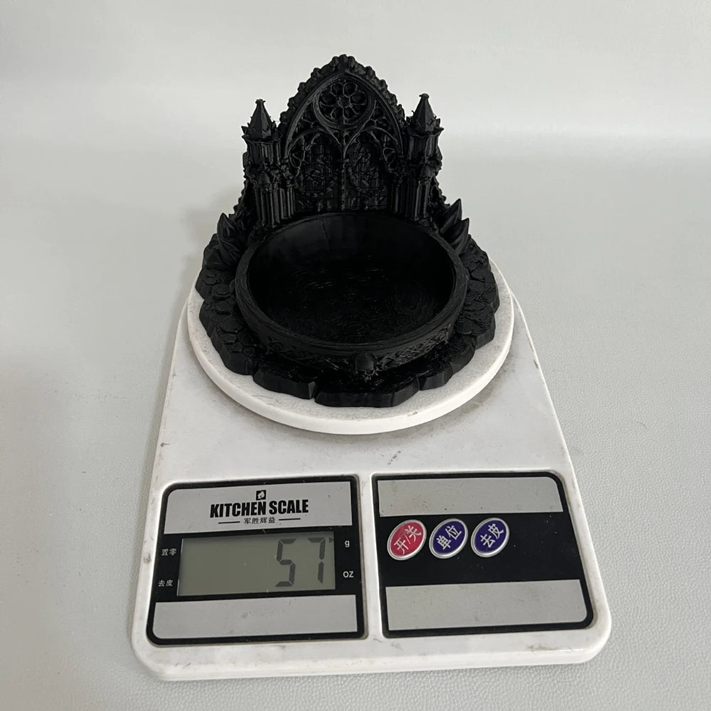 3D Printed Gothic Castle Jewellery Tray in Black or Grey