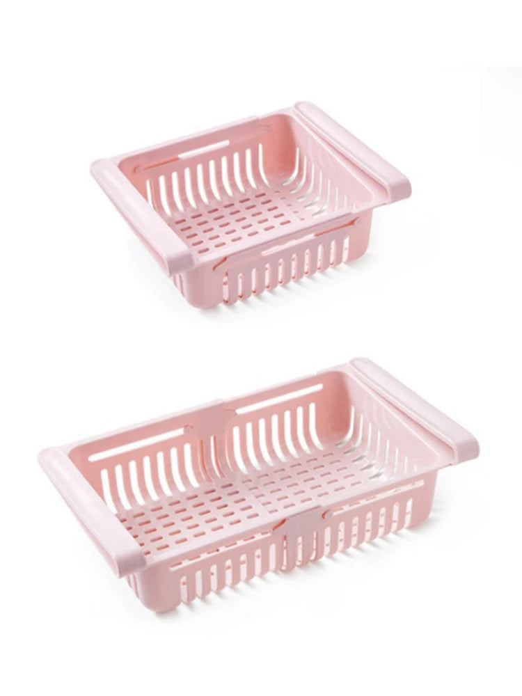 Multi Functional Refrigerator Storage Basket, Retractable Refrigerator Partition Storage Rack, Kitchen Drain