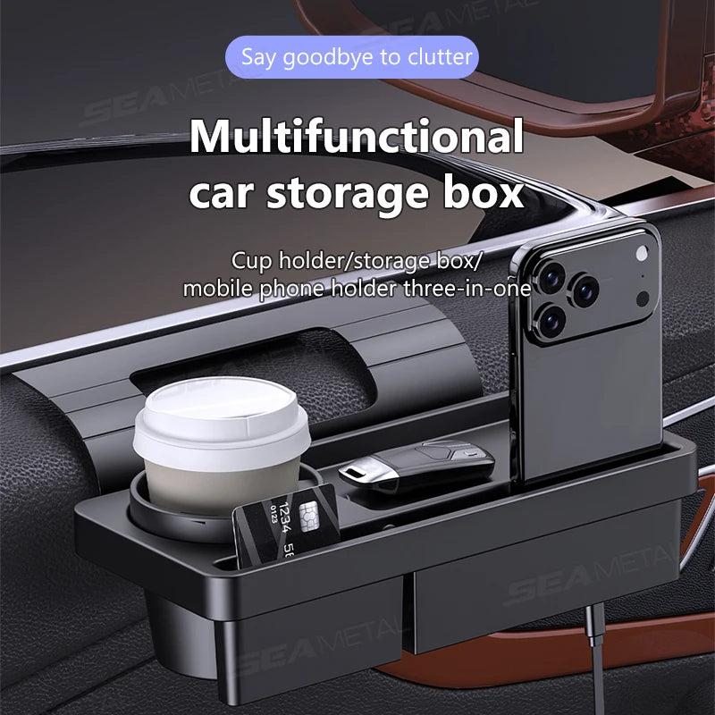 SEAMETAL Car Side Door Organizer Large Load-Bearing Hanging Door Storage Box with Cup/Phone Holder Universal Storage Organizer