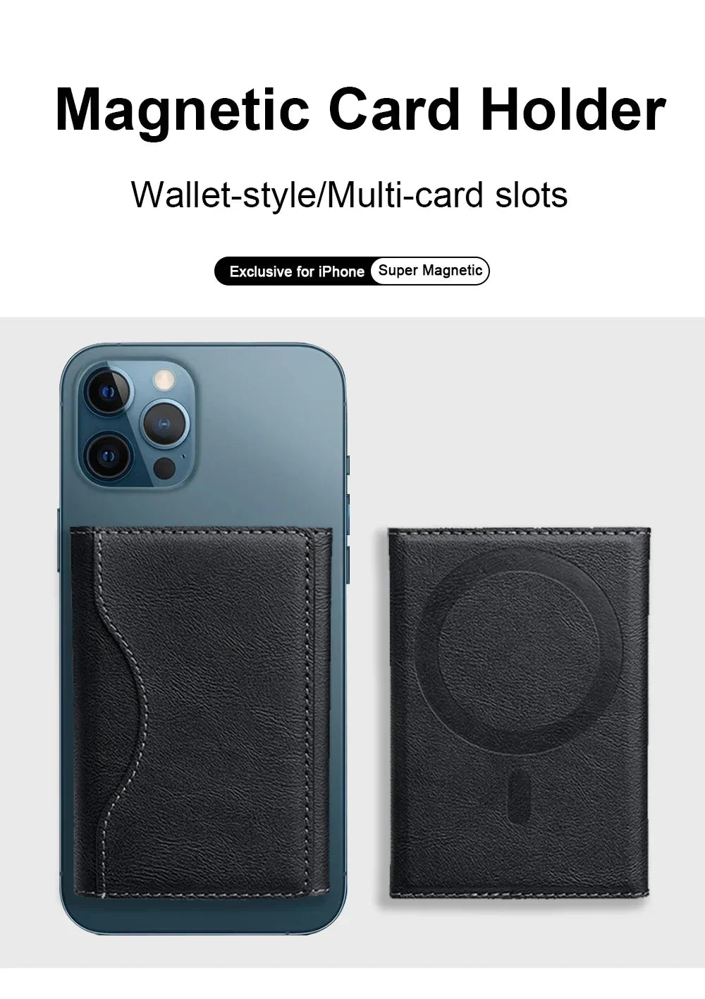 Powerful Magnetic Leather Wallet Magsafe for IPhone 16 15 Pro Max for IPhone 15 14 Pro Card Holder Phone Pouch Protective Case