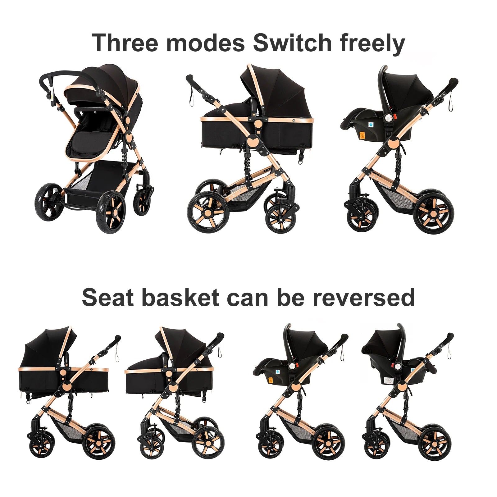 Baby Stroller 3‑in‑1 Lightweight Travel System