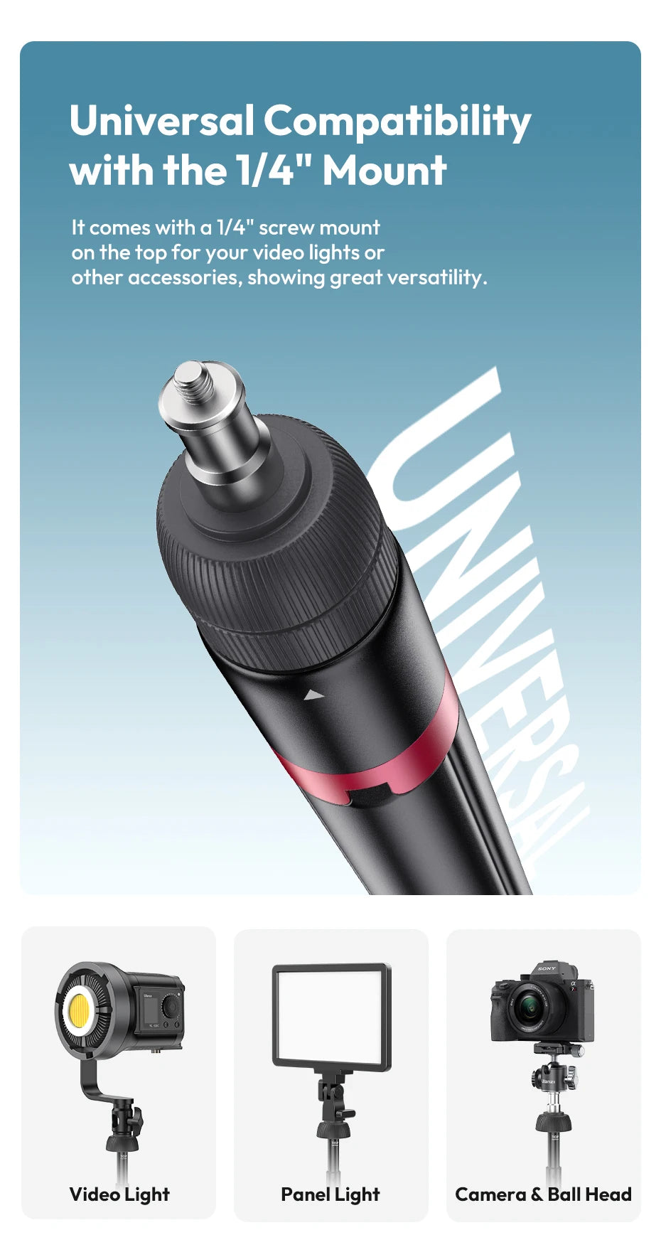 Ulanzi AT-05 2M Heavy Duty Light Stand Foldable Tripod with 1/4" Universal Mount for Photography Video Lights Cameras Livestream