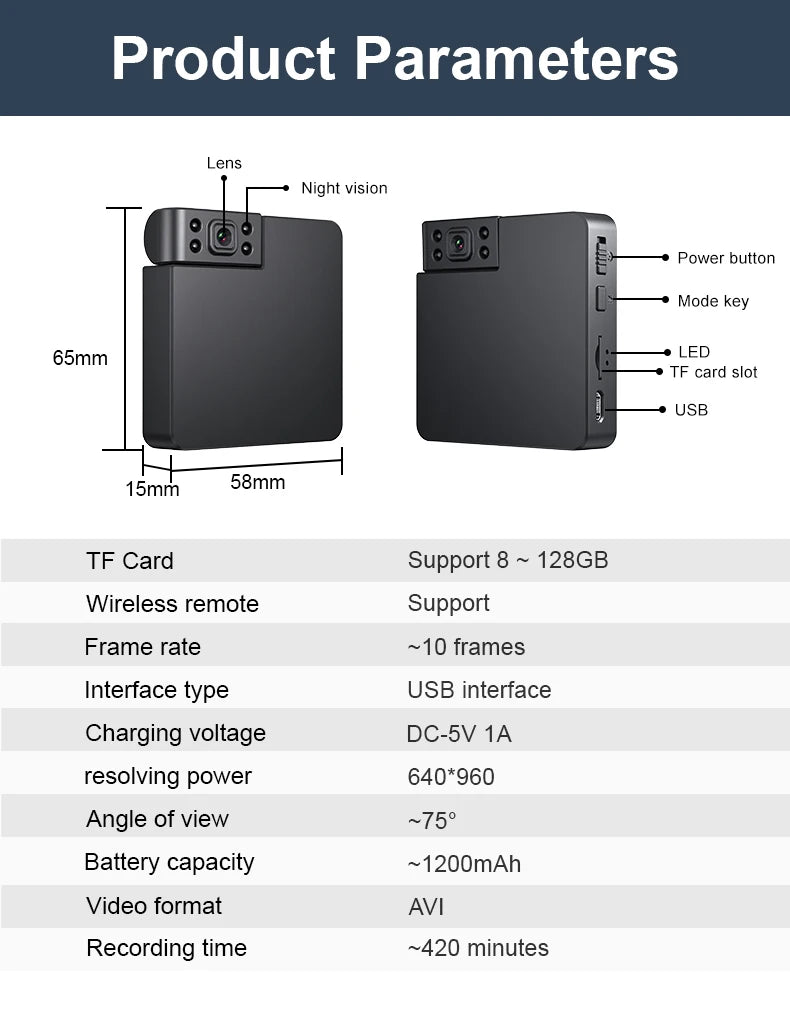 Mini WiFi biztonsági kamera éjjellátóval és mozgásérzékelővel