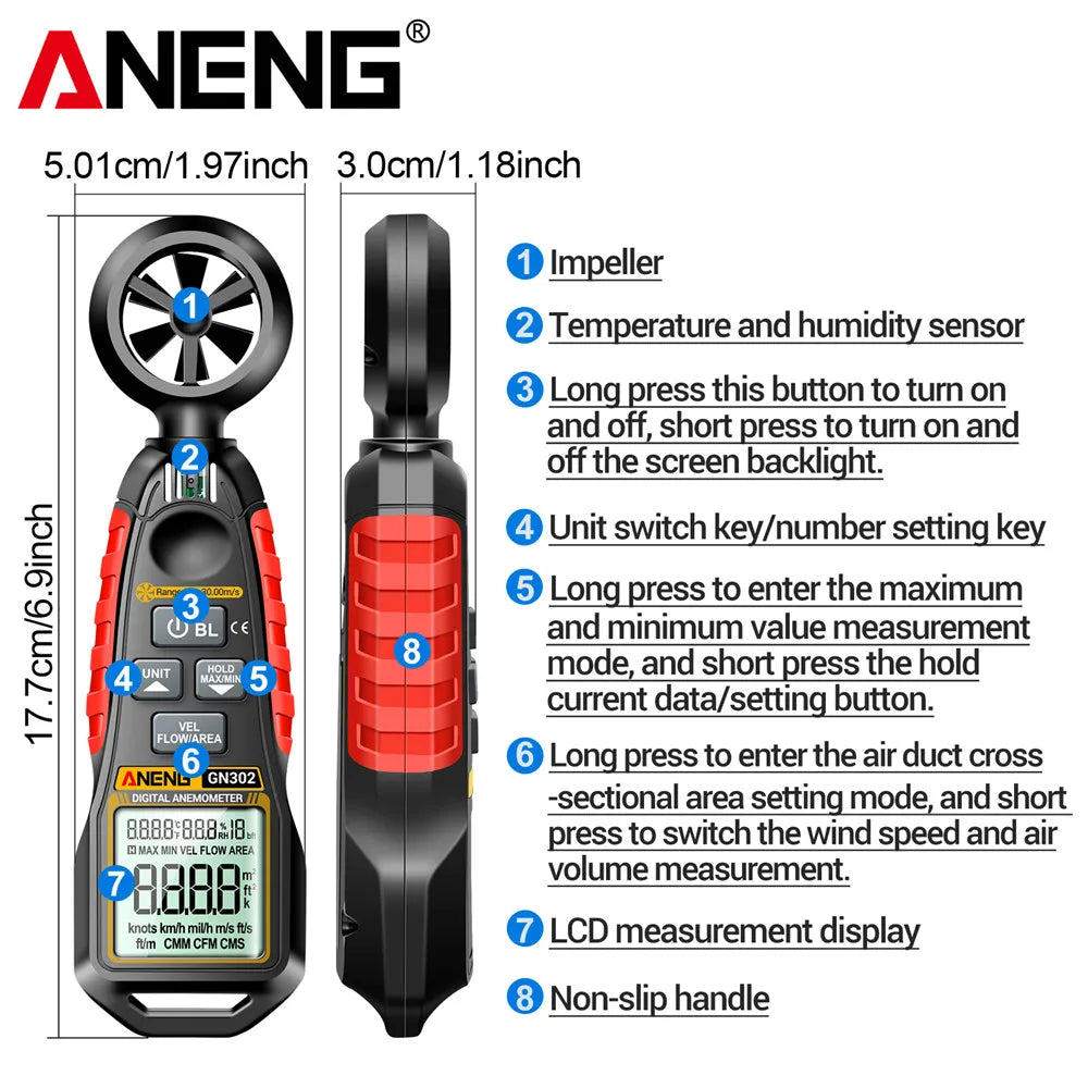 GN302 Wind Speed, Temperature and Humidity Meter