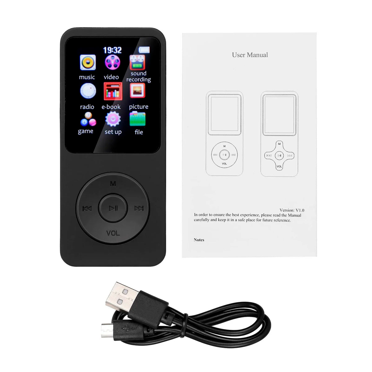 Portable MP3 Player 1.8 Inch Screen Walkmen HIFI Bluetooth Compatible E-Books Recording Bluetooth Wifi Pplayer FM Radio Player