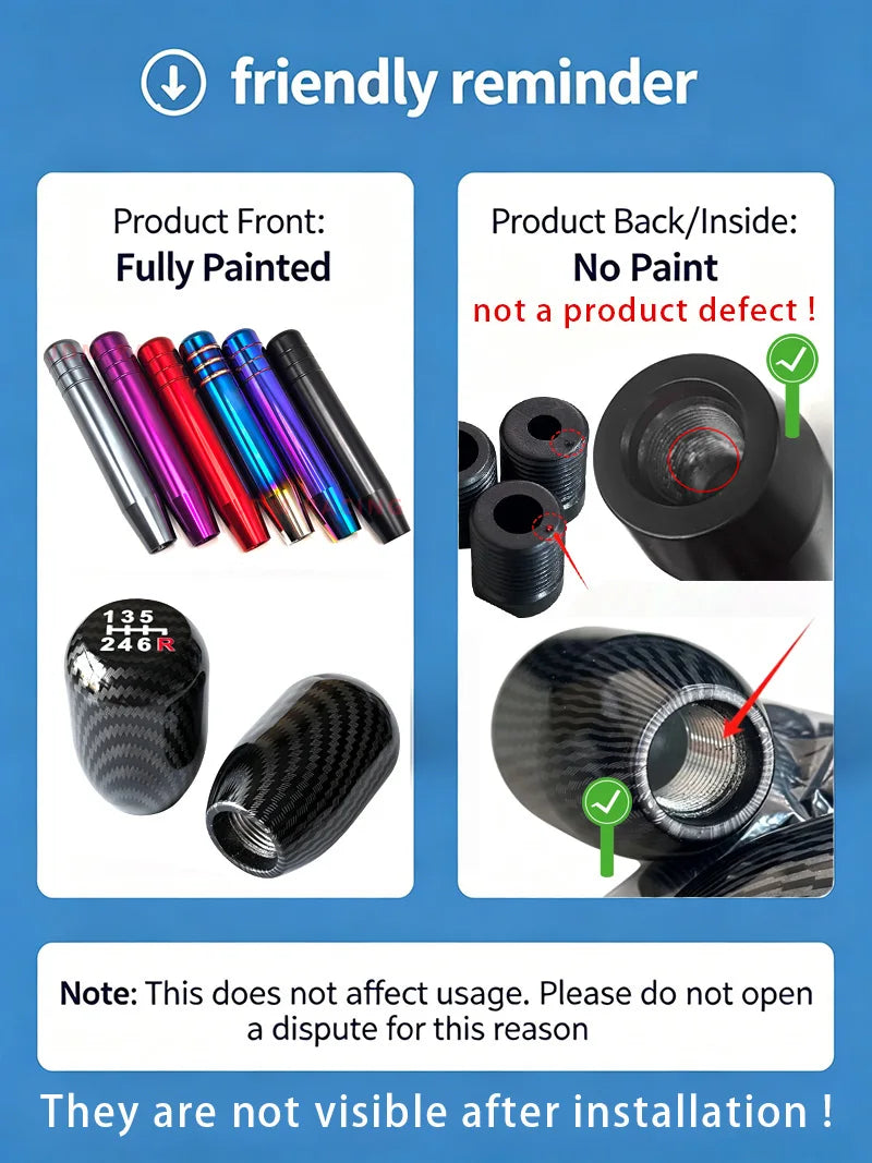 Universal Auto 13cm 18cm Length Manual Car Gear Shift Knob Aluminum Gear Shift Knob Racing Car Shift Gear Knob With 3 Adapters