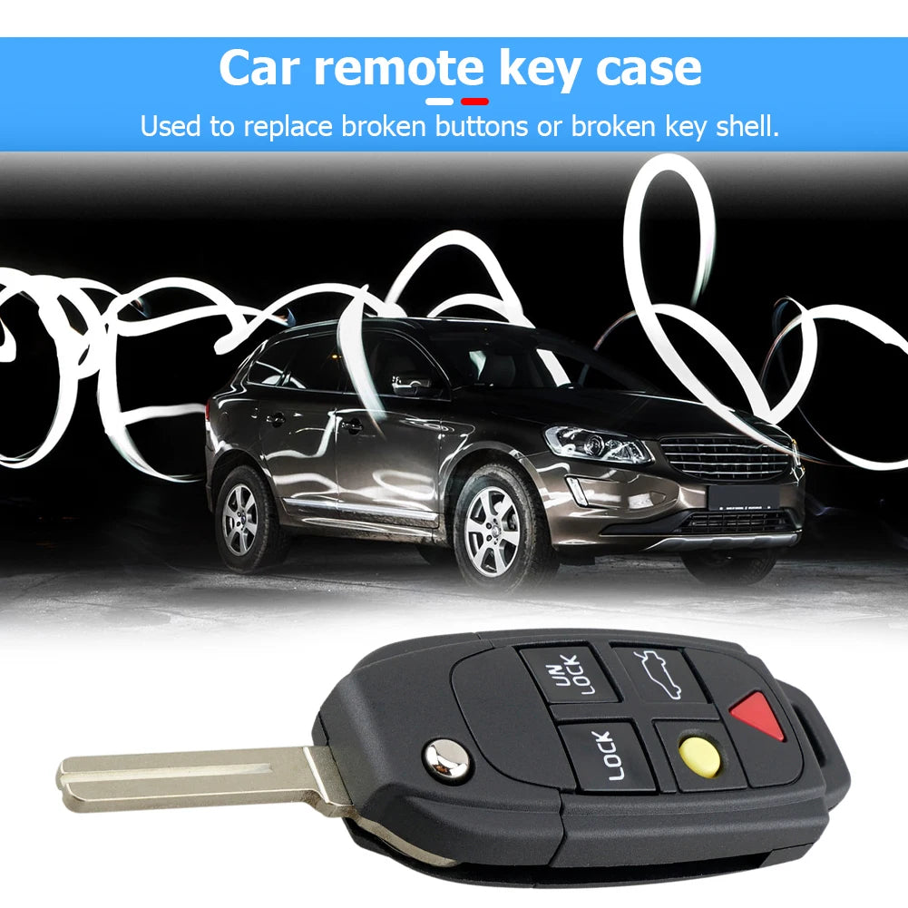 5-Button Flip Remote Key Case Replacement for Volvo Models