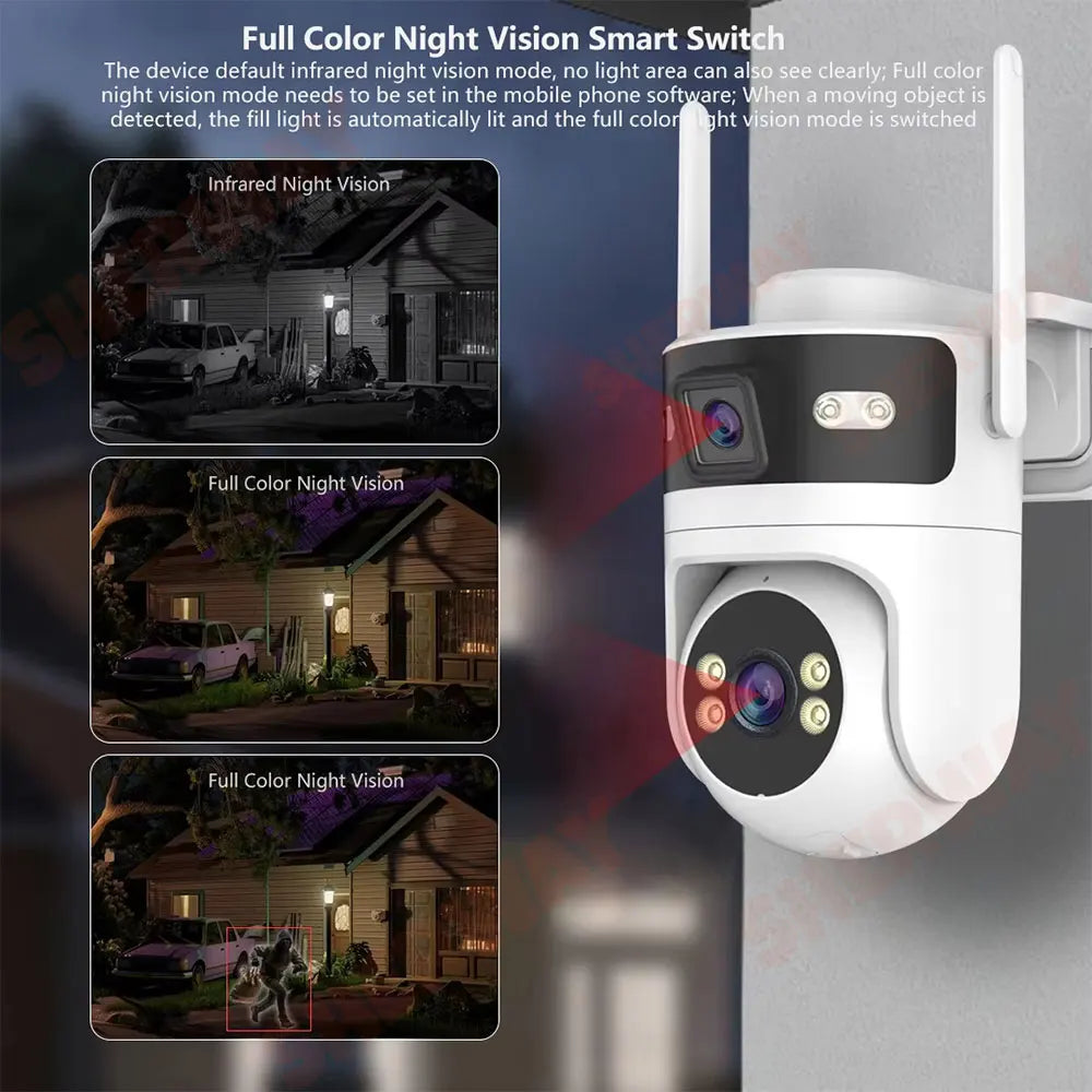 4K 8MP Dual Lens PTZ Outdoor WiFi Security Camera with AI Tracking