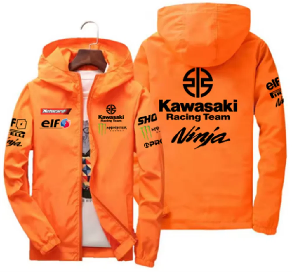 2025 Fashion New Kawasaki Motorcycle Jacket, Racing, Waterproof and Windproof, Outdoor Sports Bicycle, Men's Fan Jacket