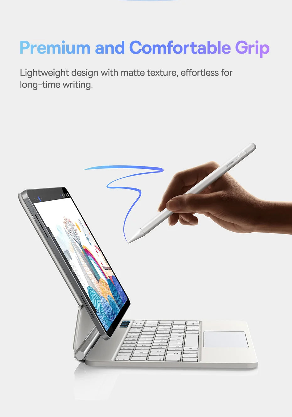 Stylus pero pre iPad s funkciou odmietania dlane, LED a magnetickým dizajnom