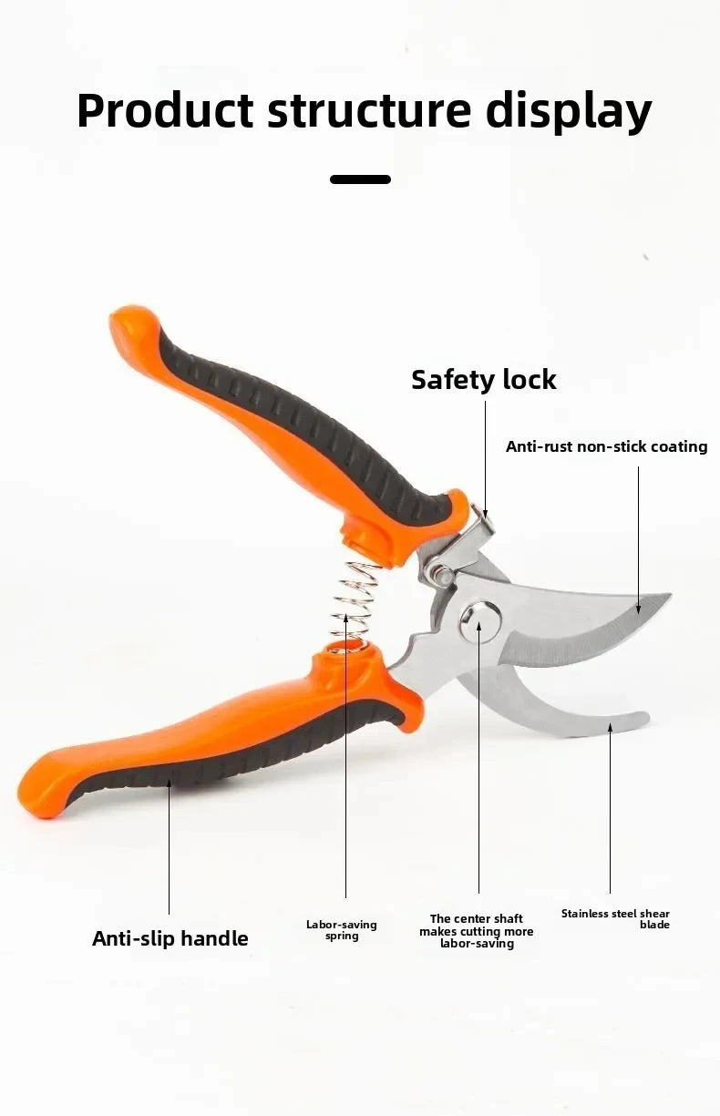 190mm Straight Head Pruning Shears Non-slip HandleStainless Steel Outils Manuels Household Bonsai Garden Scissors Pruing Shear