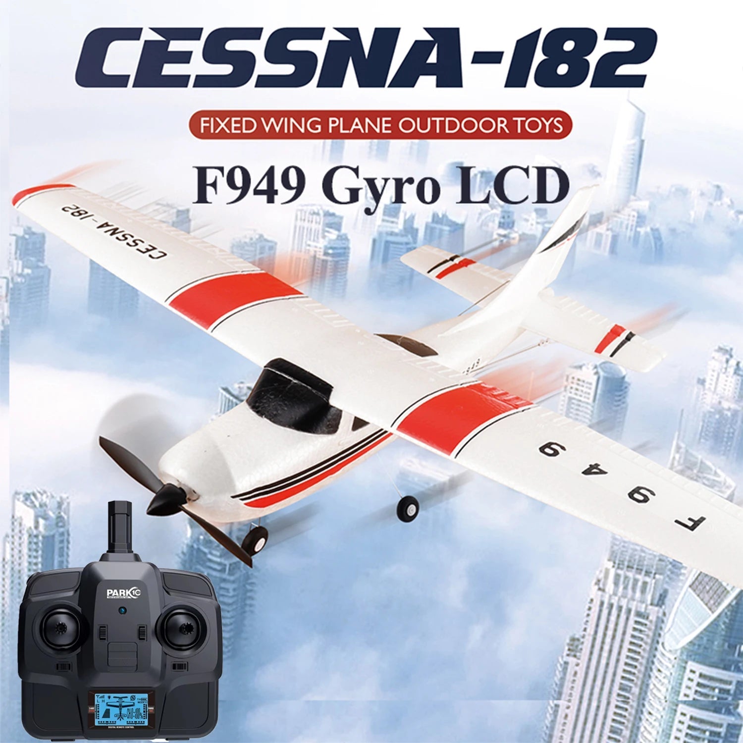 【C0】WLtoys 2.4G F949 LCD Version RC Airplane Cessna 182 3D6G 3Ch Fixed Wing Plane Outdoor Drone RTF With Gyroscope And Night
