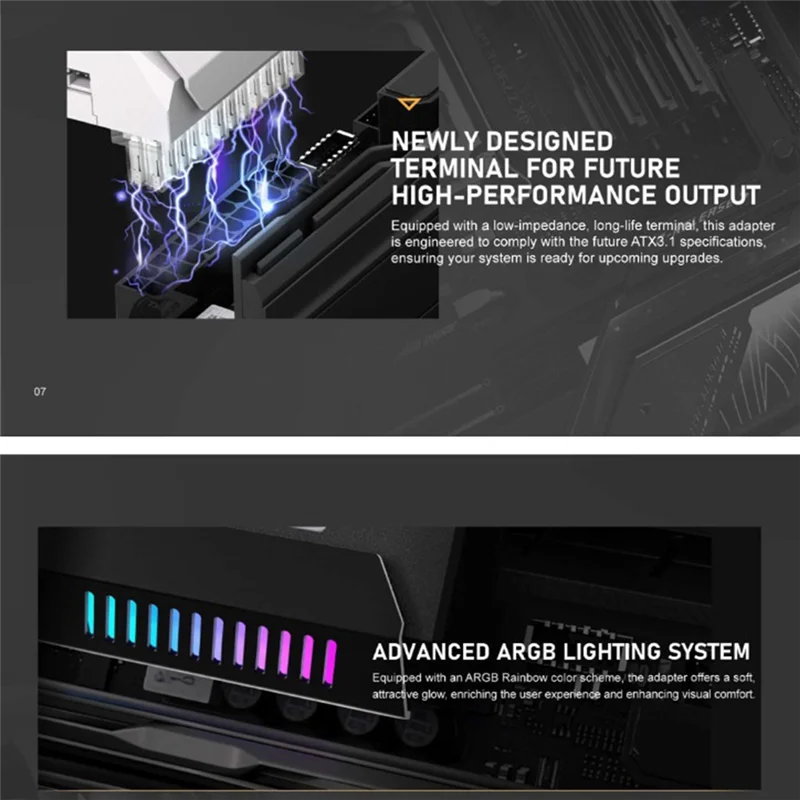 ATX 24-Pin 180° ARGB Adapter, 5V 3-Pin Sync