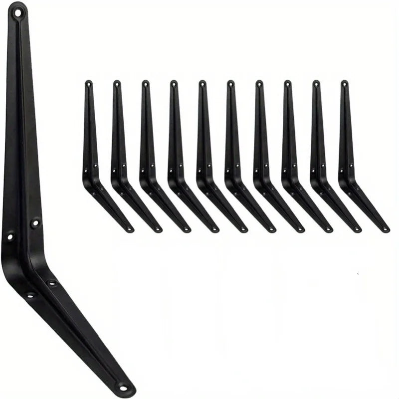 Black L-Shaped Shelf Brackets, Pack of 10