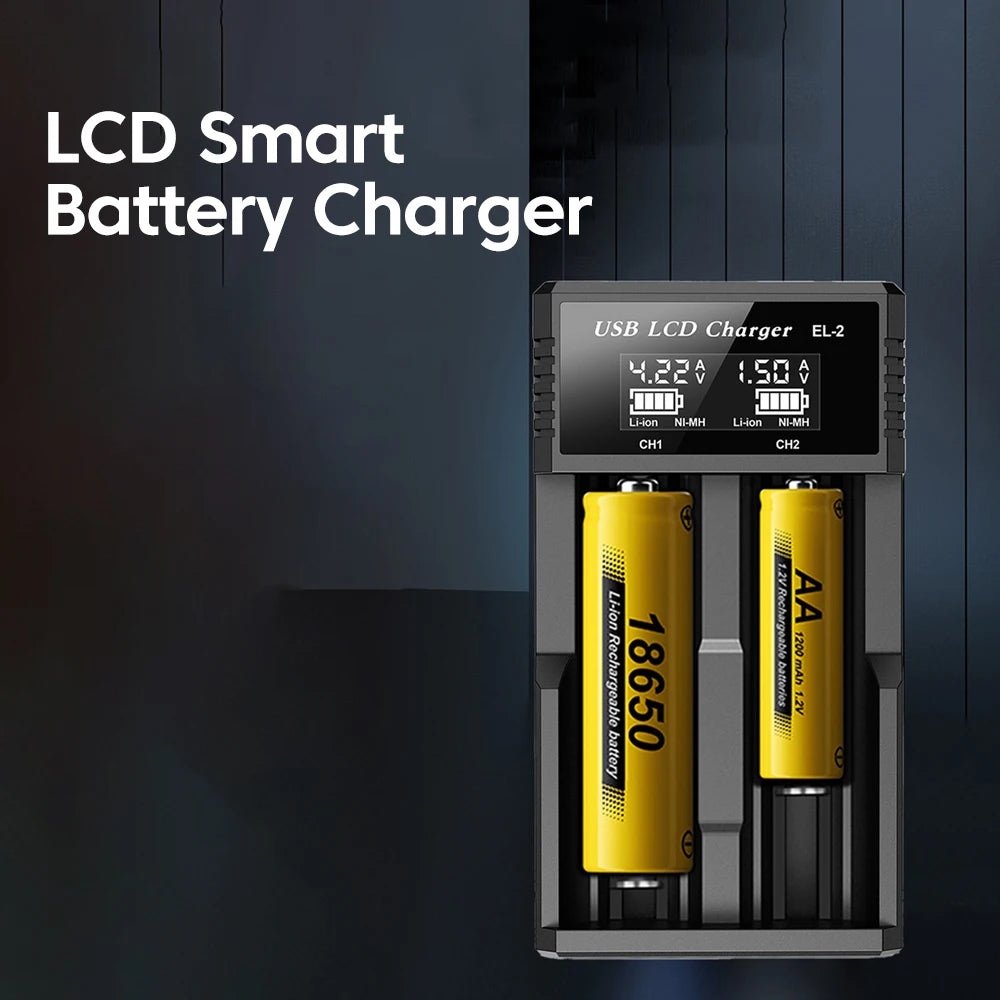 LCD USB Battery Charger - One to Four Slots