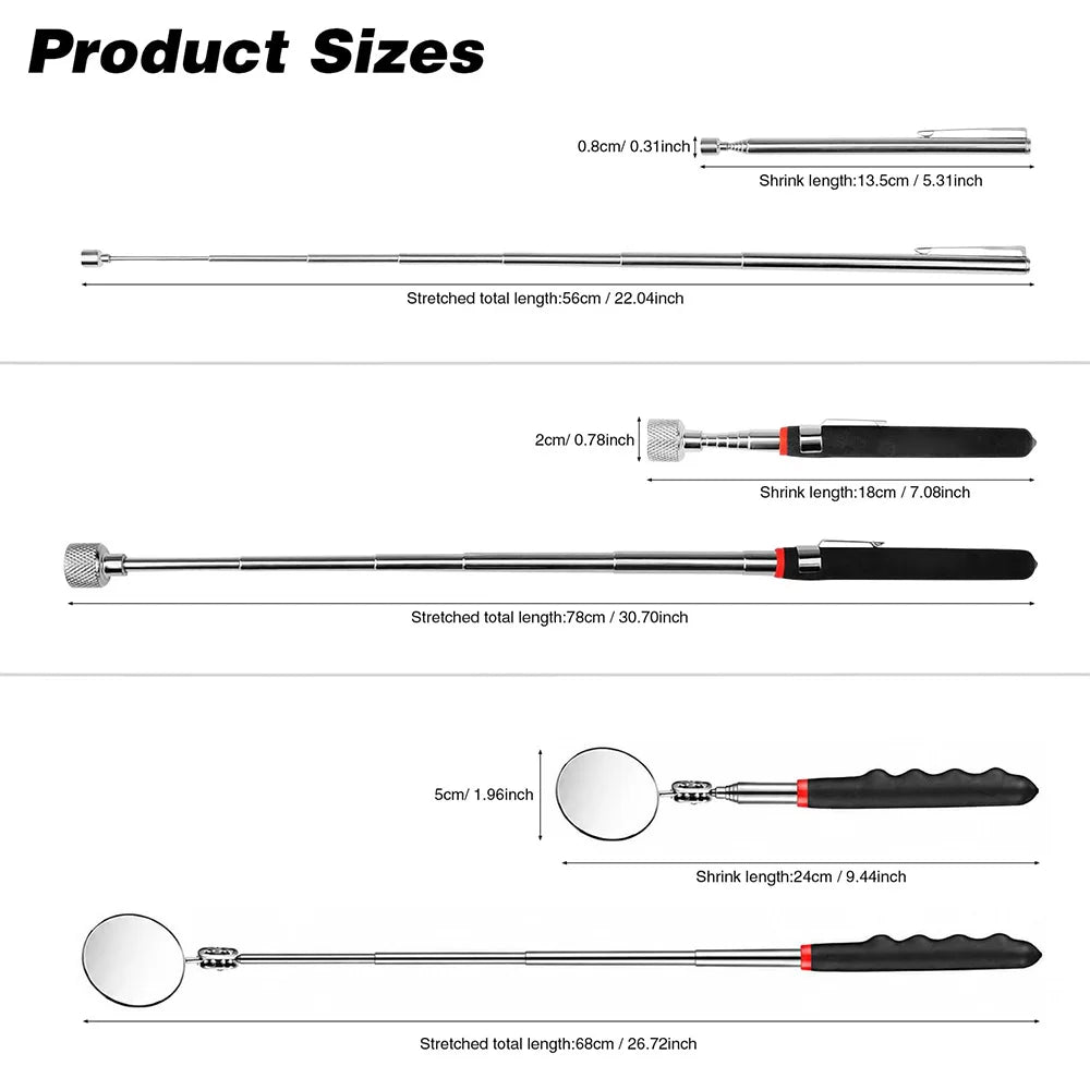 Telescopic Inspection Mirror and Pickup Tool Options