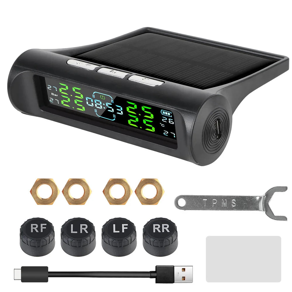 Solar TPMS Tire Pressure Monitoring System with External Sensors