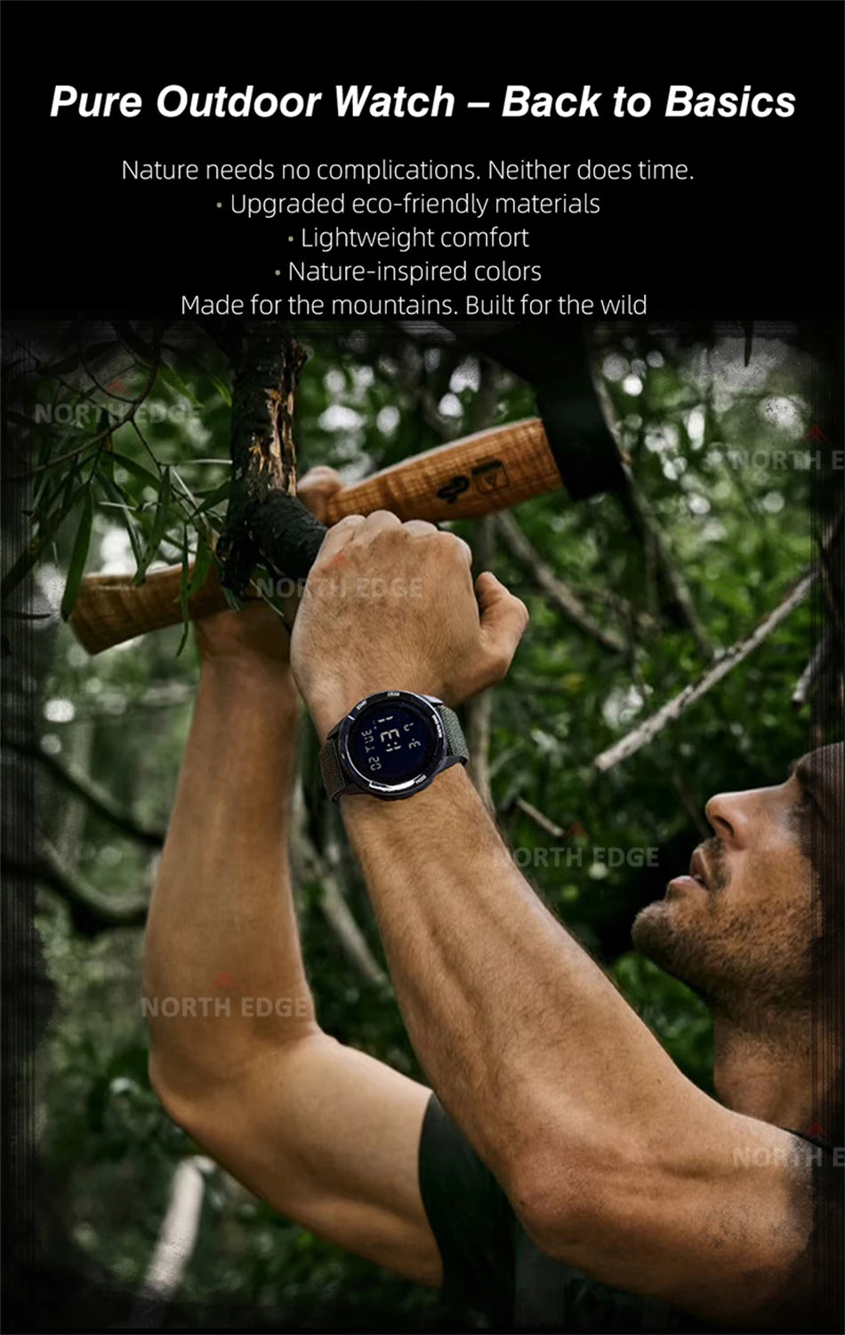 NORTH EDGE 2026 TERRAX Herrenuhr Digitaluhr Outdoor-Sport Schwimmen Wasserdicht 50M Stoppuhr Countdown Elektronische Uhr Für Herren