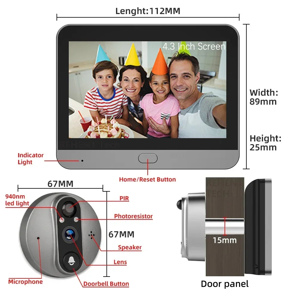 Battery-Powered 5MP WiFi Peephole Camera