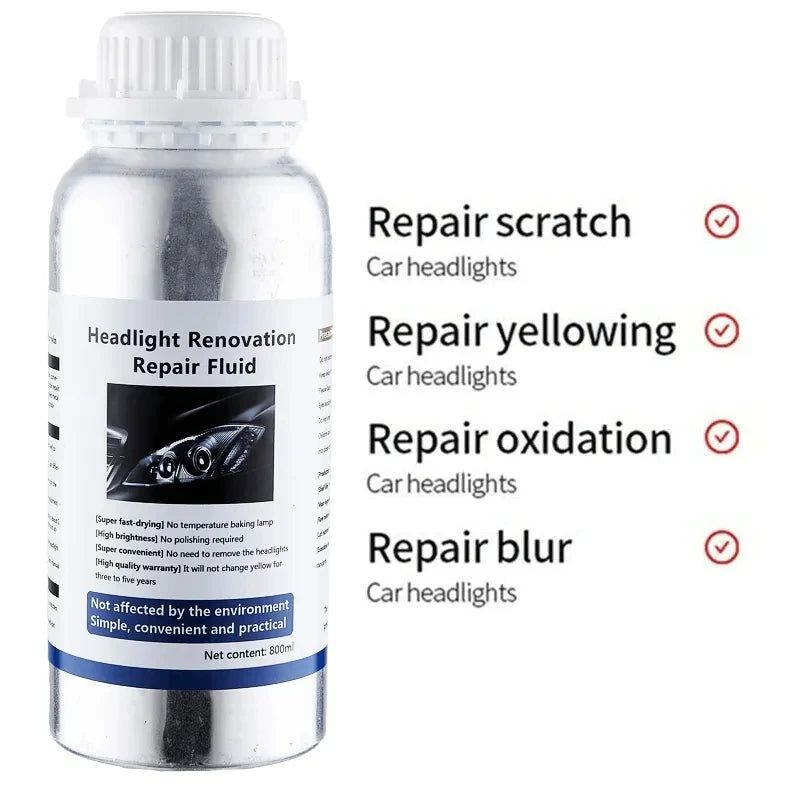 Car Headlight Restoration Polish Kit – 800ML Liquid Polymer System